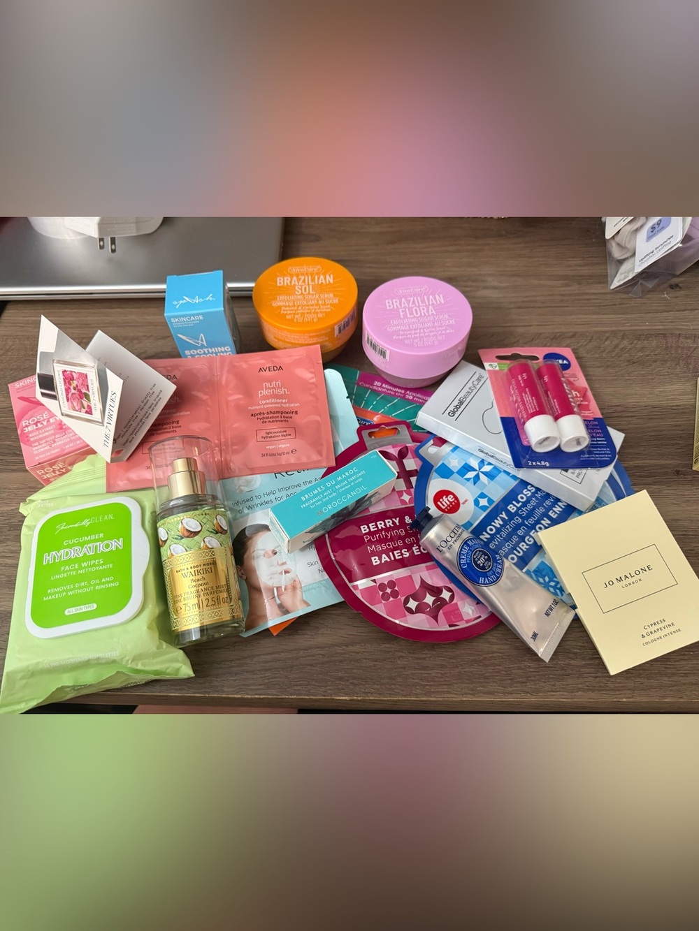 Brand new Spa/self care day bundle, face masks, lip balms perfumes, body scrub